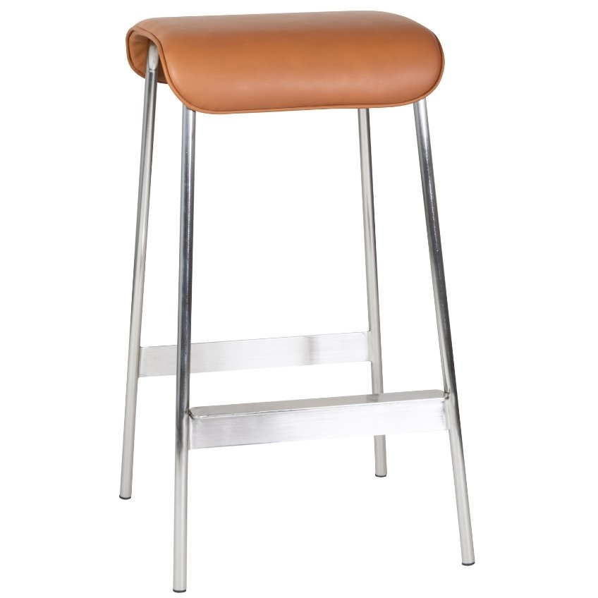 Koňakově hnědá koženková barová židle Hübsch Avenue 75 cm Hübsch