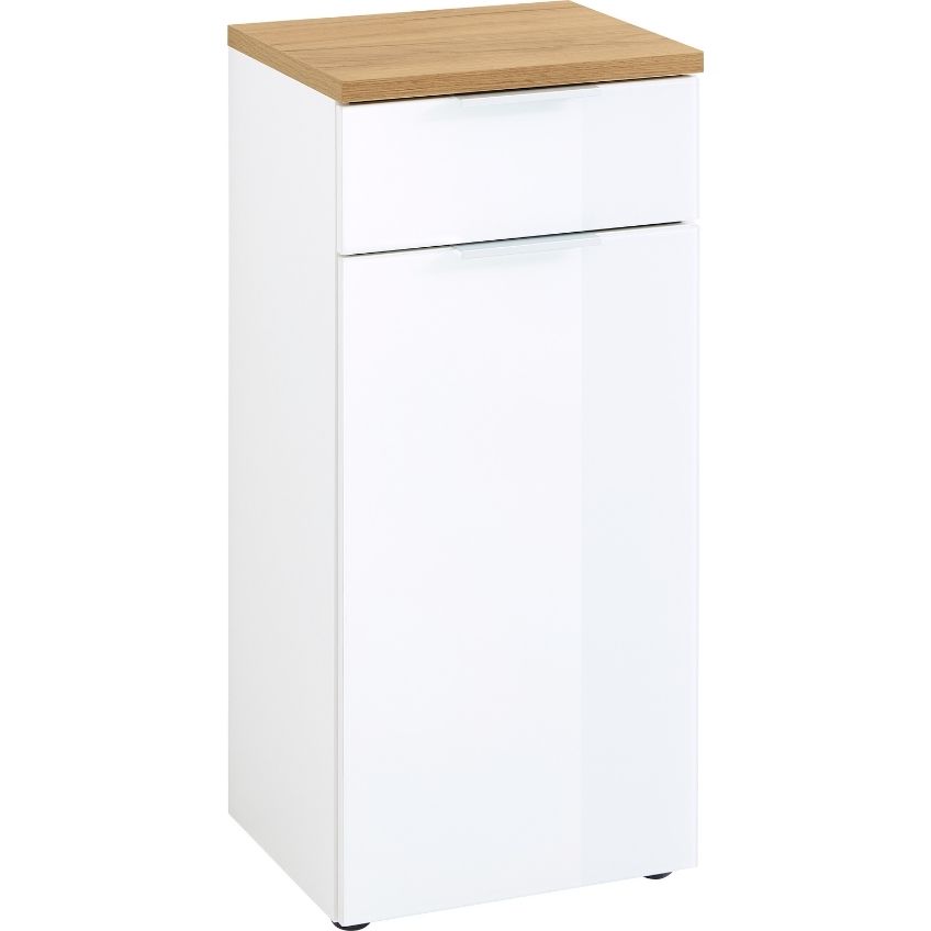 Bílá koupelnová skříňka GEMA Penetra 86 x 39 cm s dubovou deskou GEMA