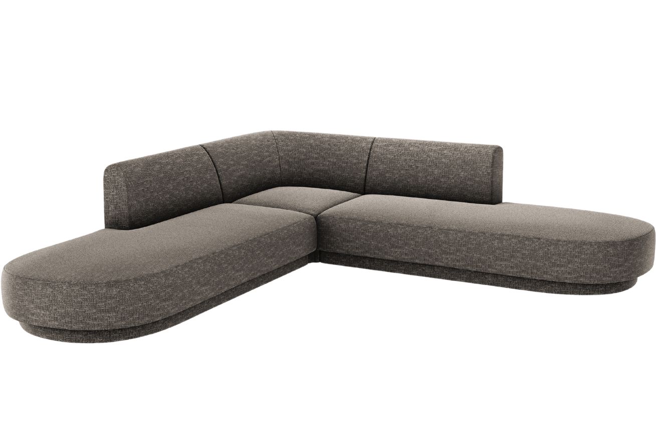 Šedá žinylková rohová pohovka MICADONI Miley 248 cm Micadoni