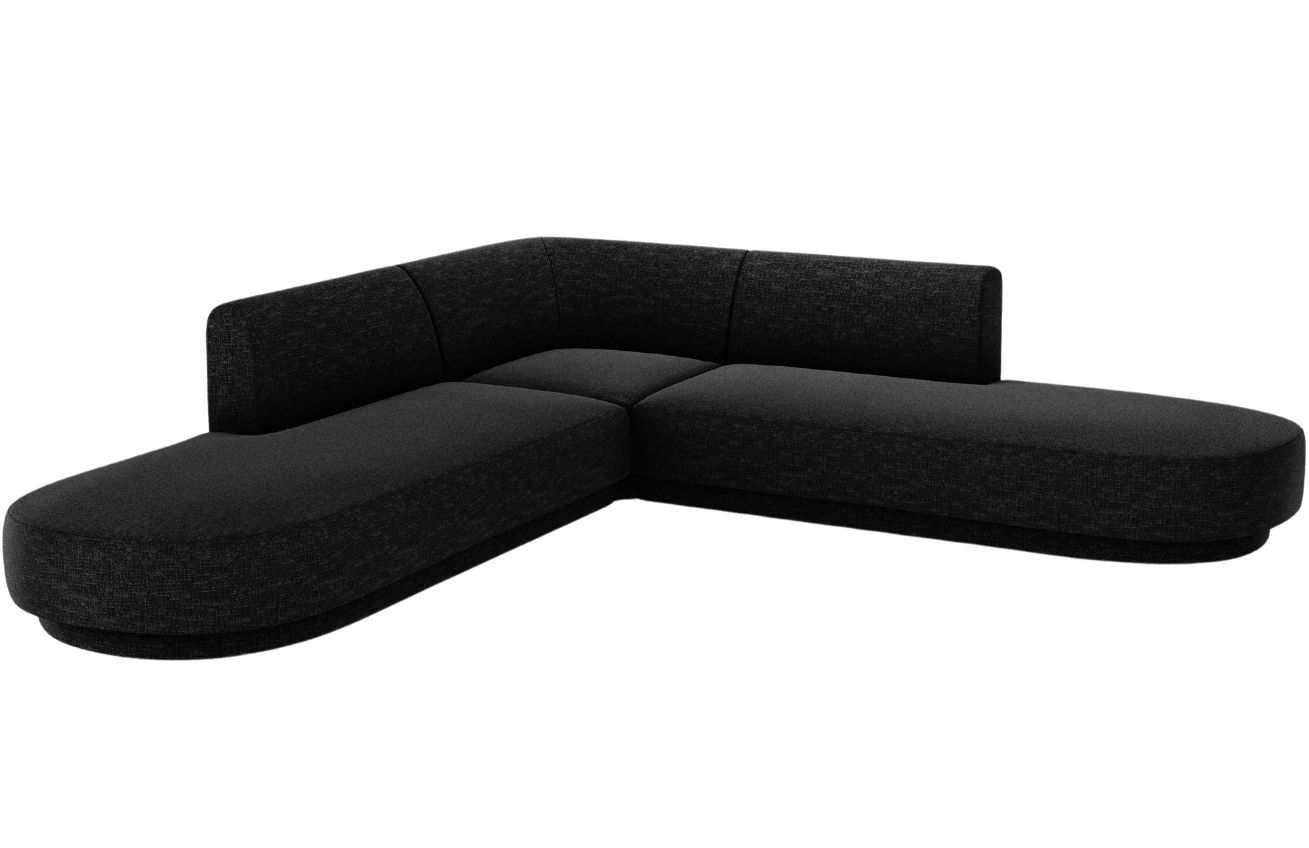 Černá žinylková rohová pohovka MICADONI Miley 248 cm Micadoni