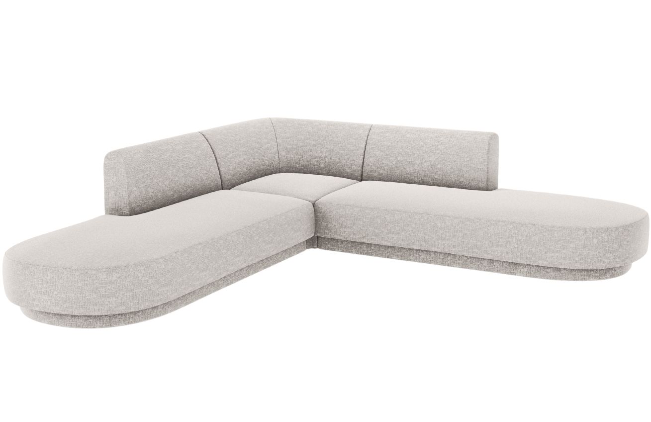 Světle šedá žinylková rohová pohovka MICADONI Miley 248 cm Micadoni