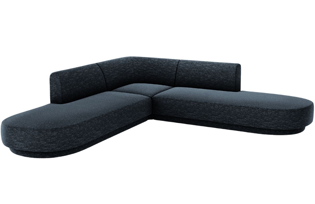 Modrá žinylková rohová pohovka MICADONI Miley 248 cm Micadoni