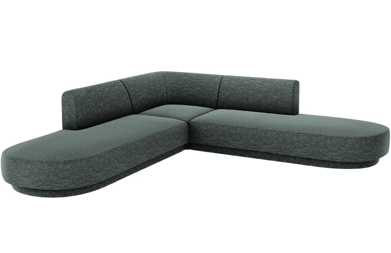 Zelená žinylková rohová pohovka MICADONI Miley 248 cm Micadoni