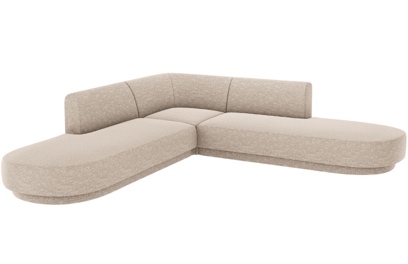 Béžová žinylková rohová pohovka MICADONI Miley 248 cm Micadoni