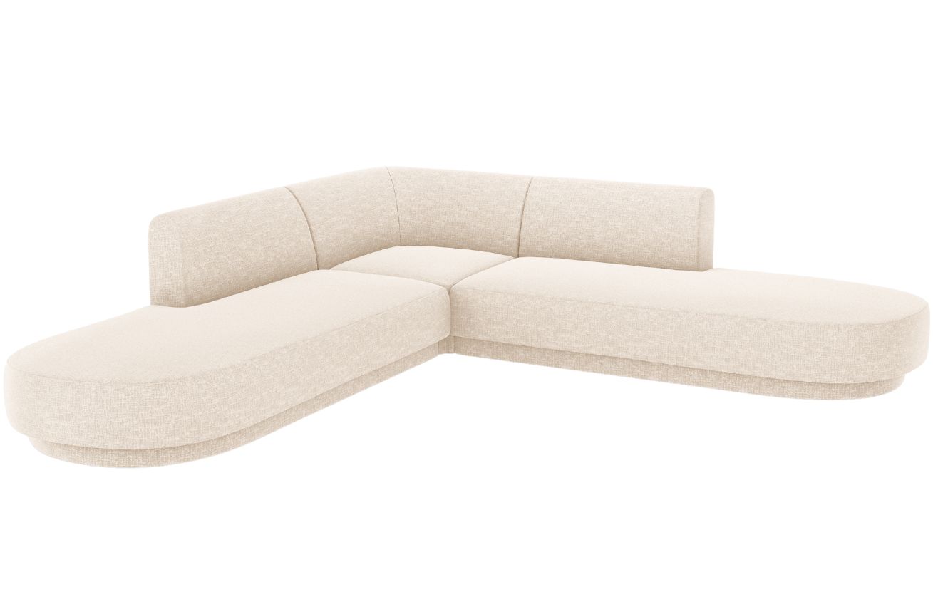 Bílá žinylková rohová pohovka MICADONI Miley 248 cm Micadoni