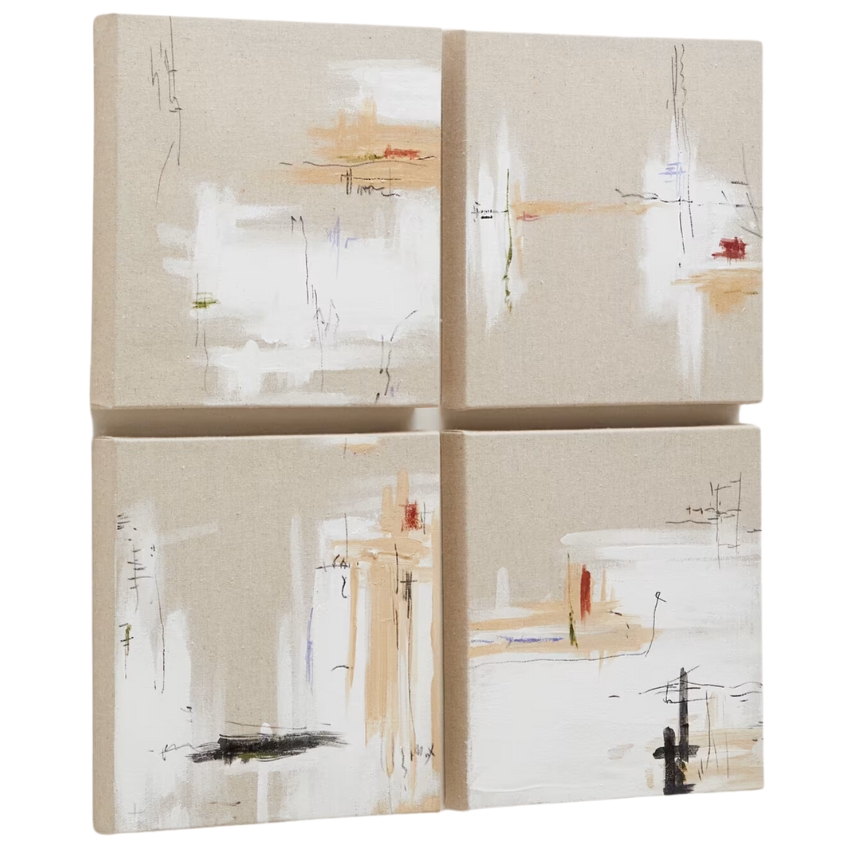 Set čtyř abstraktních obrazů Kave Home Selnir 30 x 30 cm Kave Home