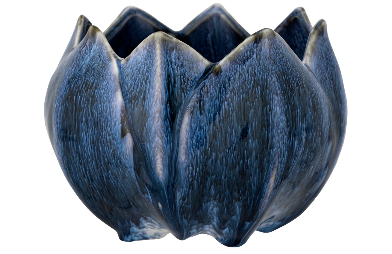Modrý kameninový květináč Bloomingville Bedour 19 cm Bloomingville