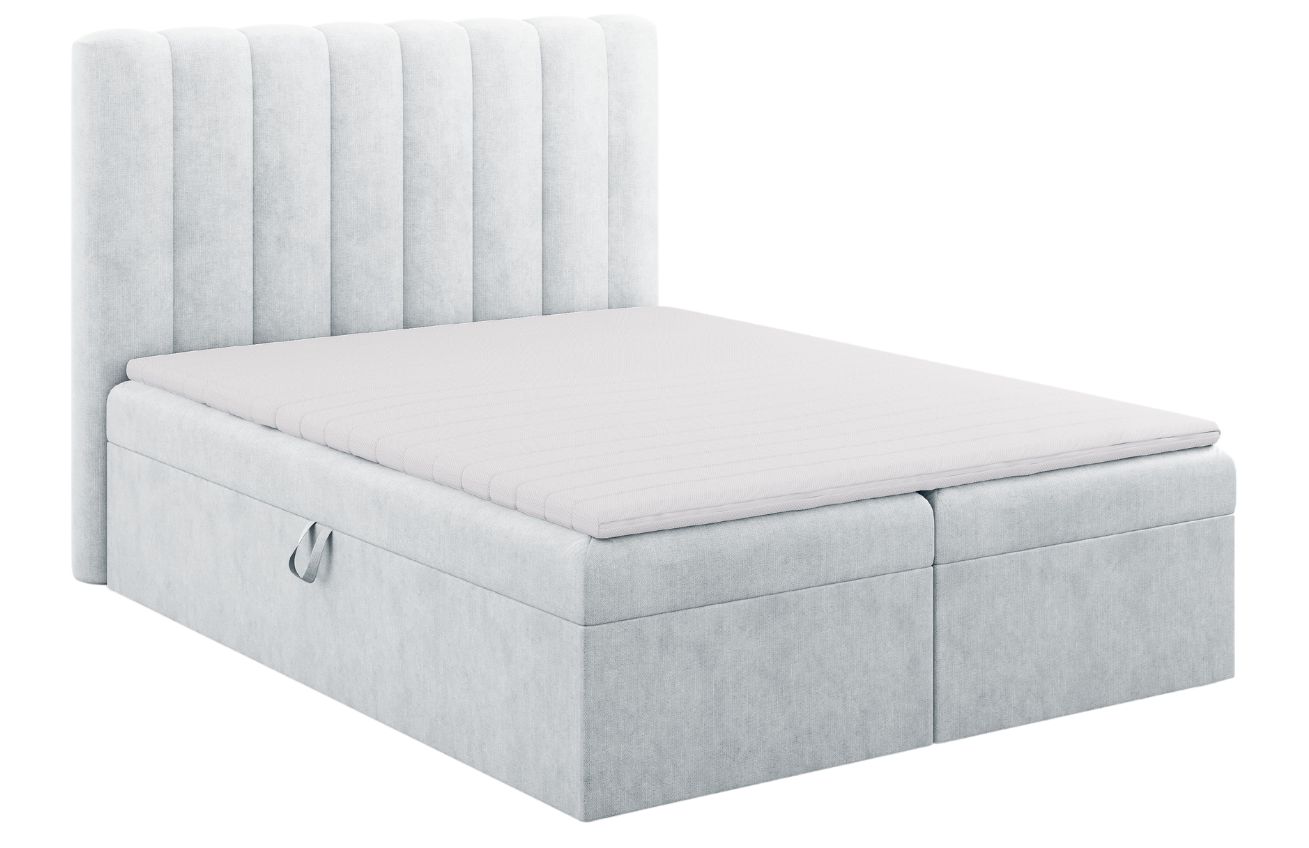 Světle modrá čalouněná dvoulůžková postel boxspring MICADONI Kelp 180 x 200 cm Micadoni