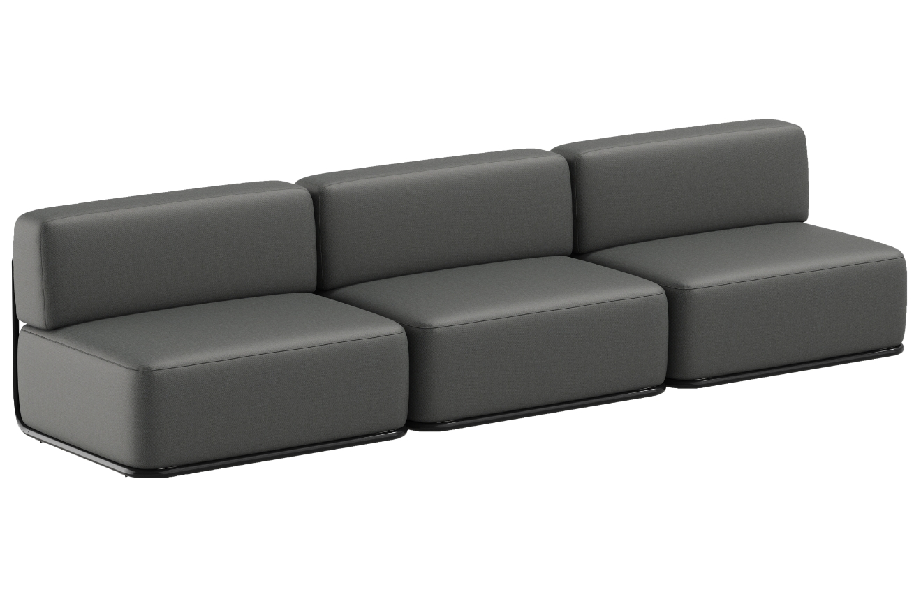 Sit Sit Tmavě šedá čalouněná zahradní třímístná pohovka Straw 306 cm Sit Sit