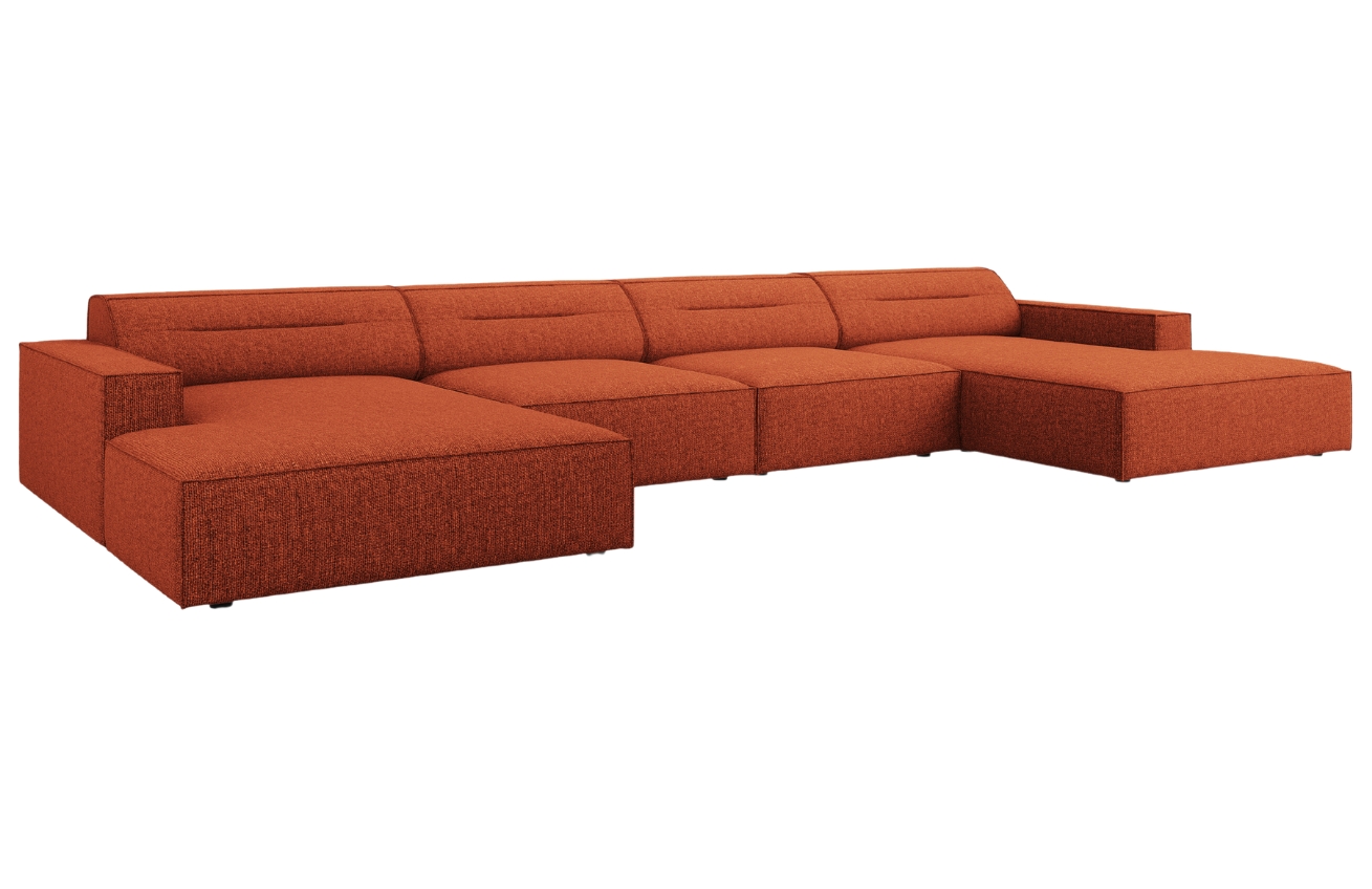 Terakotově červená čalouněná rohová pohovka do "U" Windsor & Co Lupus 364 cm Windsor & Co