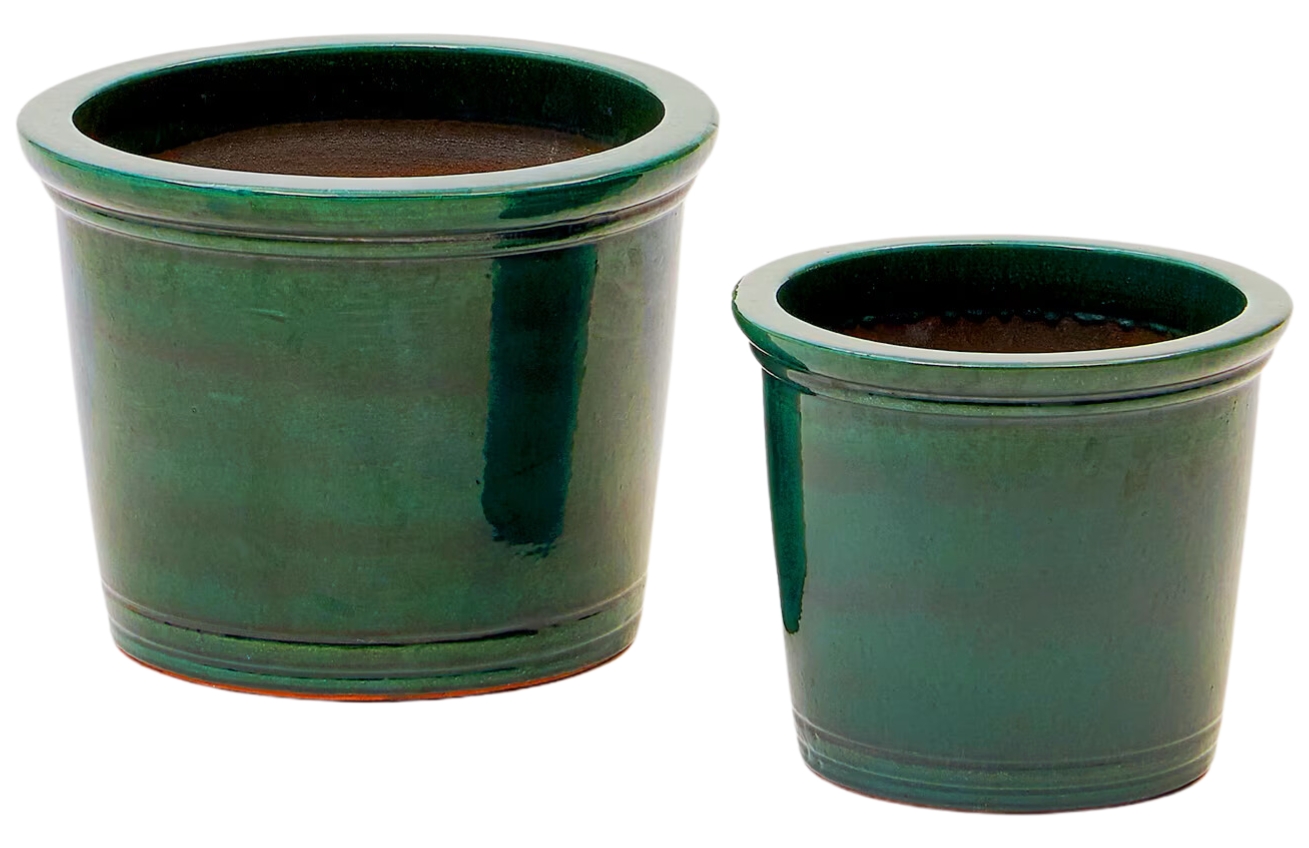 Set dvou zelených keramických zahradních květináčů Kave Home Presili Kave Home