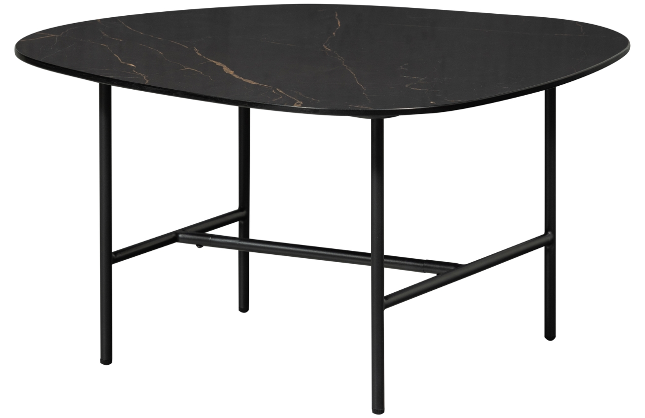 Hoorns Černý konferenční stolek Vayen 70 x 70 cm s mramorovým dekorem Hoorns