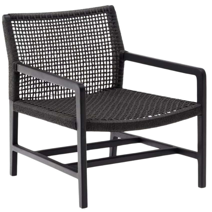 Černé teakové zahradní křeslo Kave Home Sabolla s výpletem Kave Home
