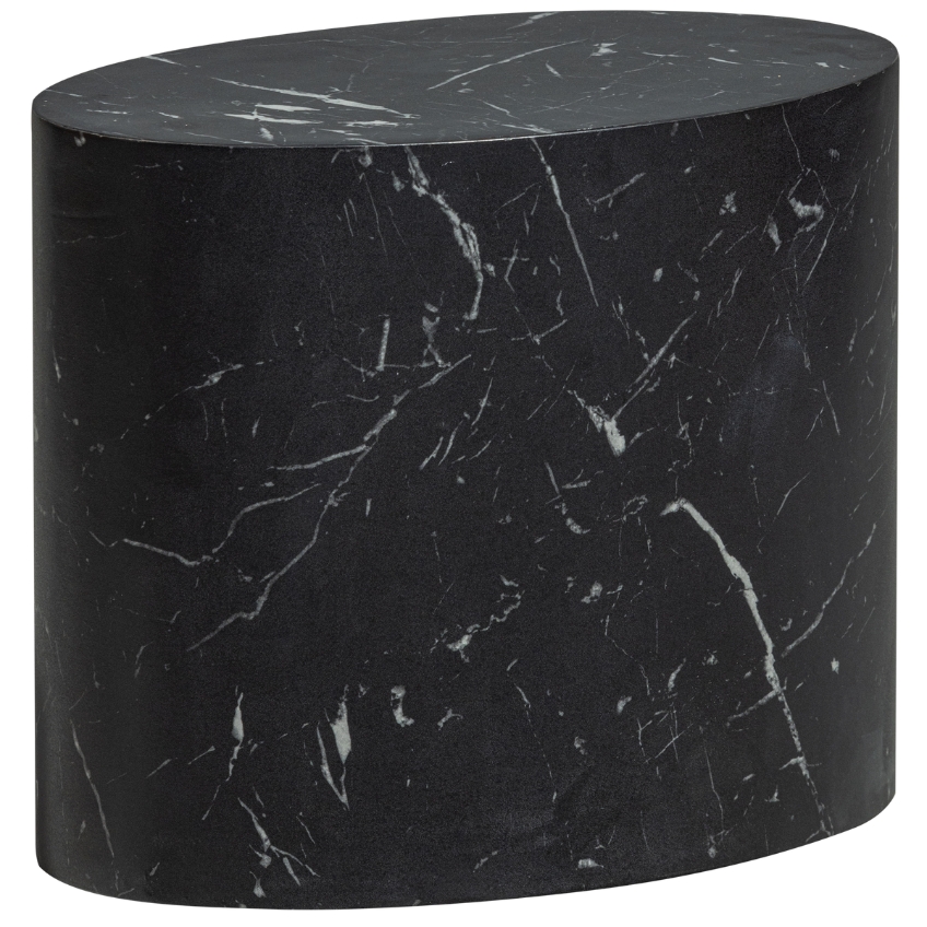 Hoorns Černý odkládací stolek Quentin 40 x 24 cm s mramorovým dekorem Hoorns