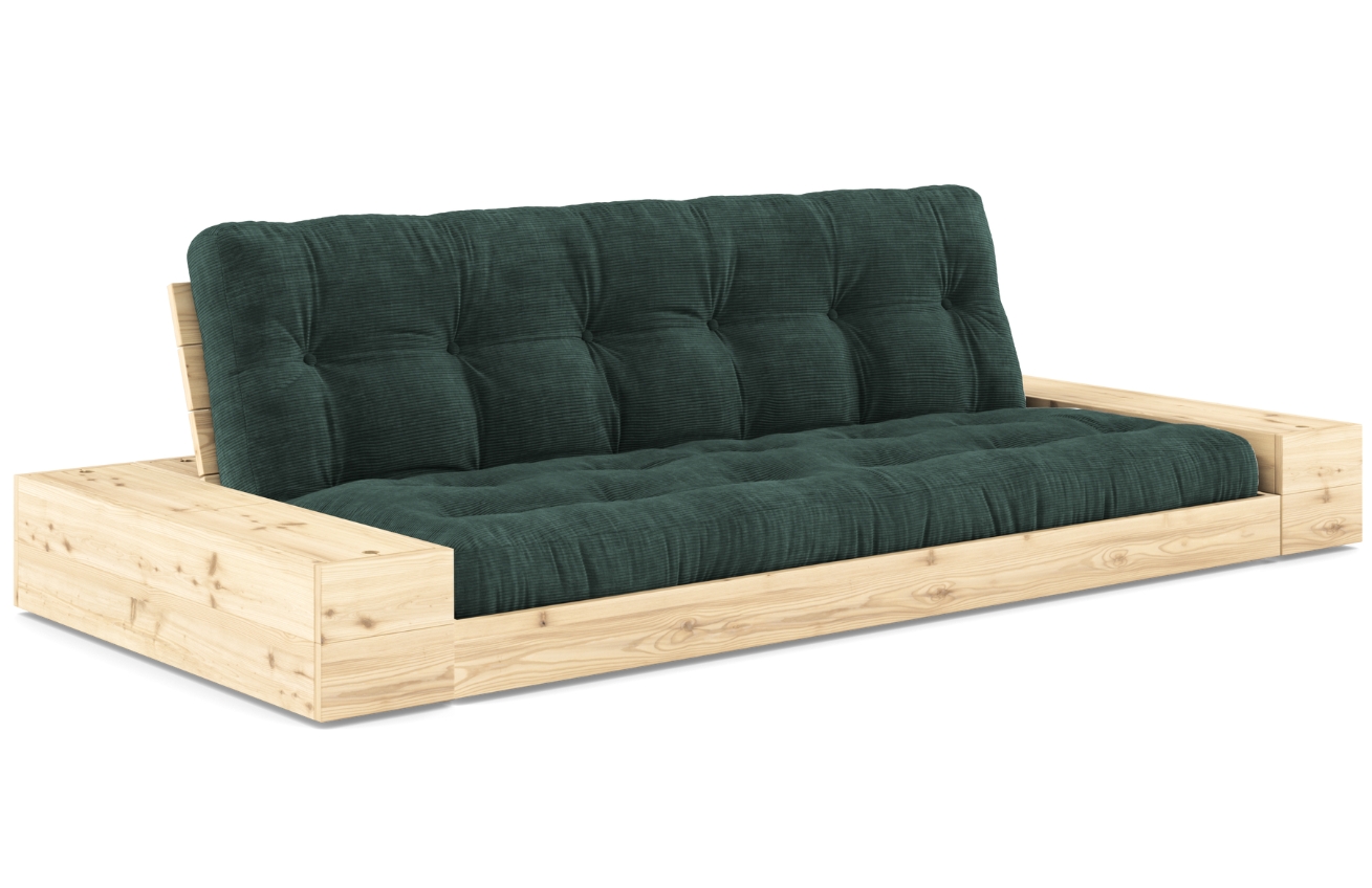 Tmavě zelená manšestrová dvoumístná rozkládací pohovka Karup Design Base 244 cm Karup Design