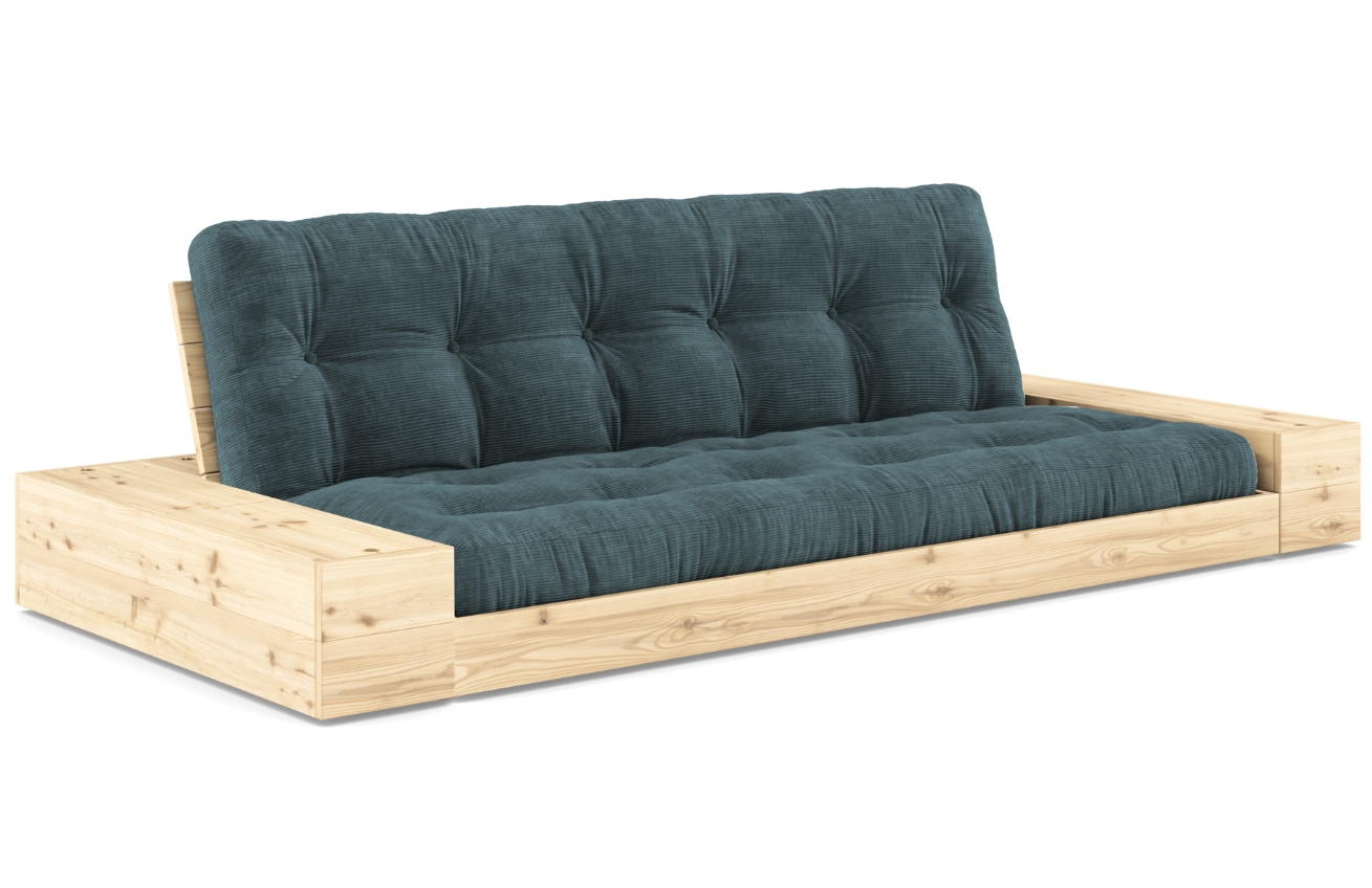 Tmavě modrá manšestrová dvoumístná rozkládací pohovka Karup Design Base 244 cm Karup Design