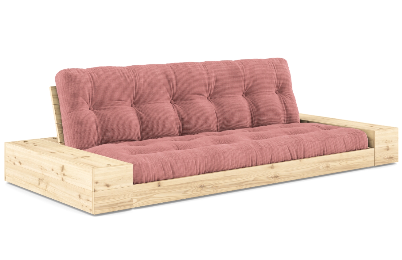 Růžová manšestrová dvoumístná rozkládací pohovka Karup Design Base 244 cm Karup Design