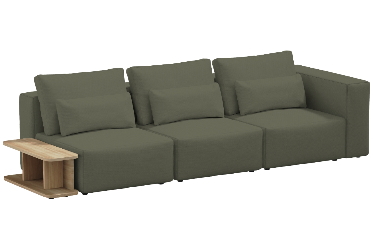 Sit Sit Olivově zelená čalouněná třímístná pohovka Riposo 290 cm se stolkem Sit Sit