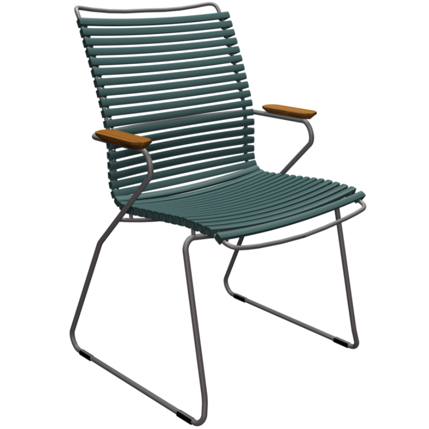 Tmavě zelená plastová zahradní židle HOUE Click II. s područkami Houe