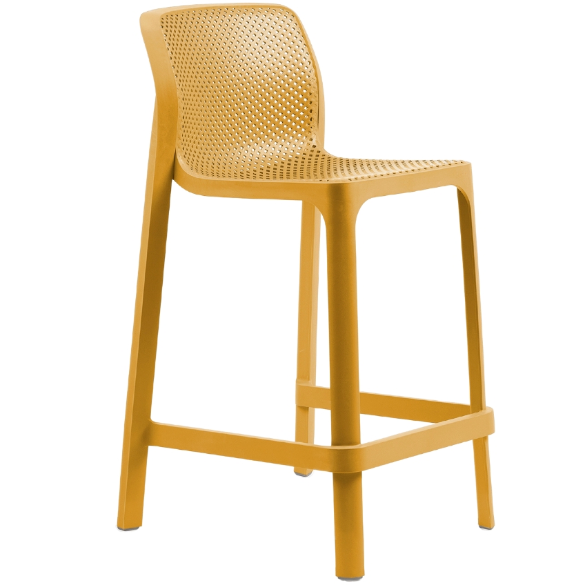 Nardi Hořčicově žlutá plastová zahradní barová židle Net 65 cm Nardi