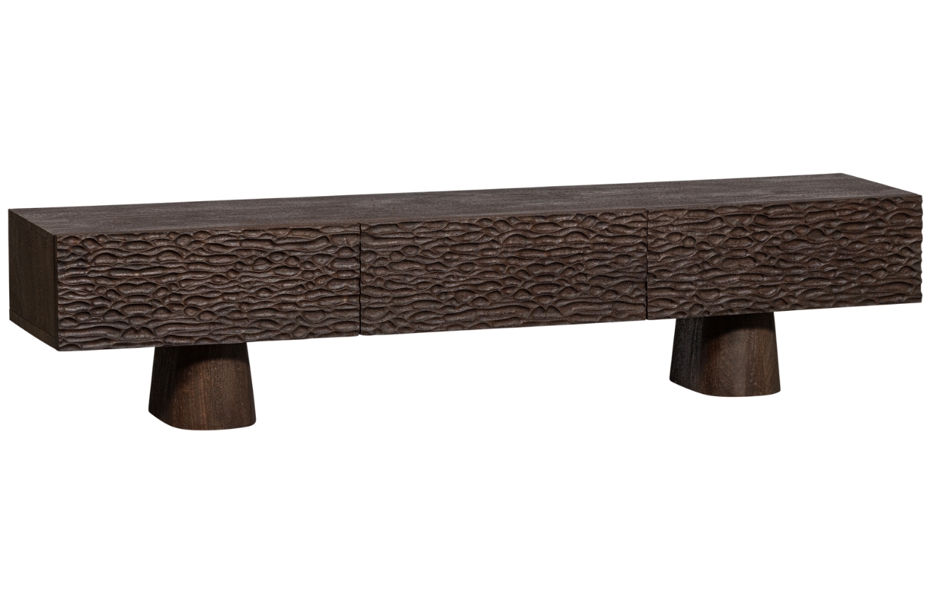 Hoorns Hnědý dřevěný TV stolek Crustie 147 x 45 cm Hoorns