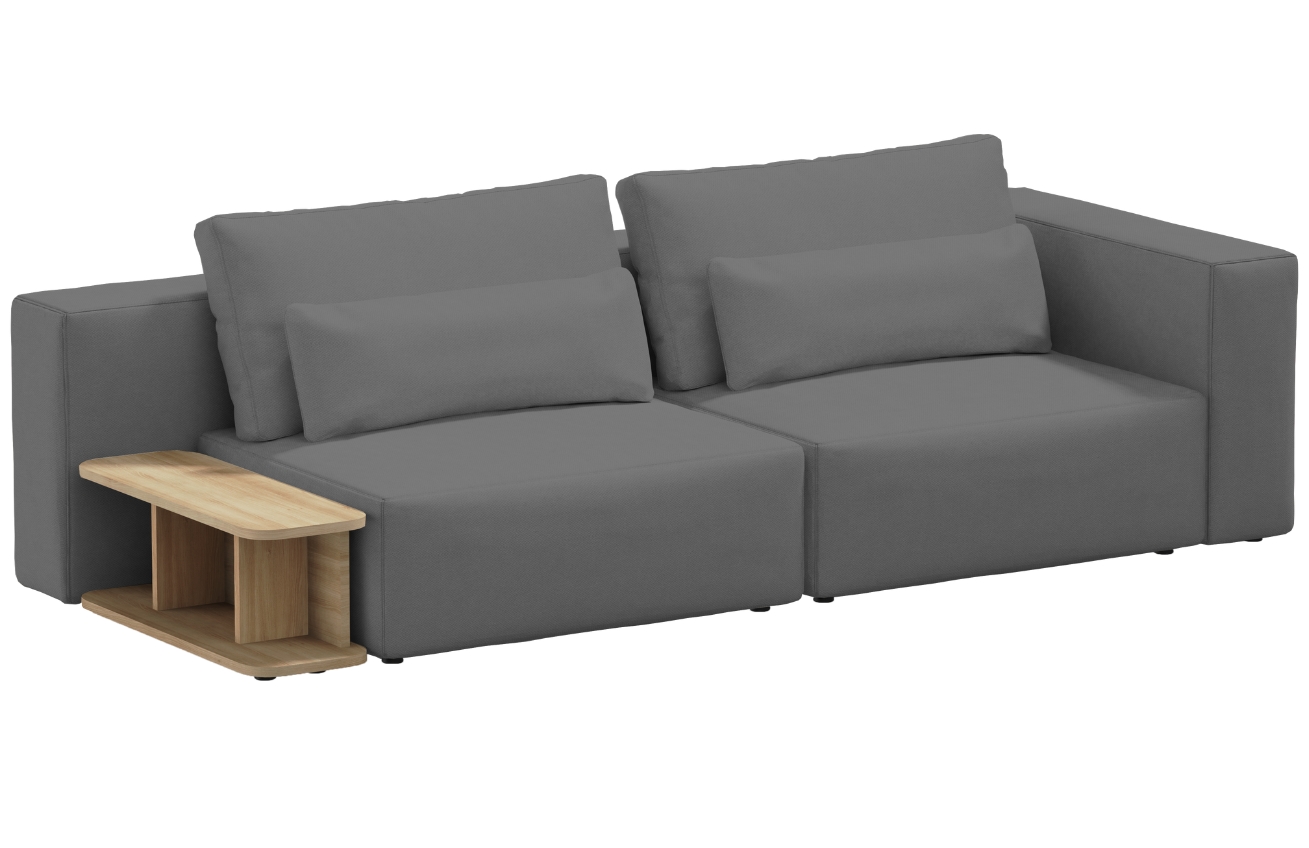 Sit Sit Šedá čalouněná dvoumístná pohovka Riposo 250 cm se stolkem Sit Sit