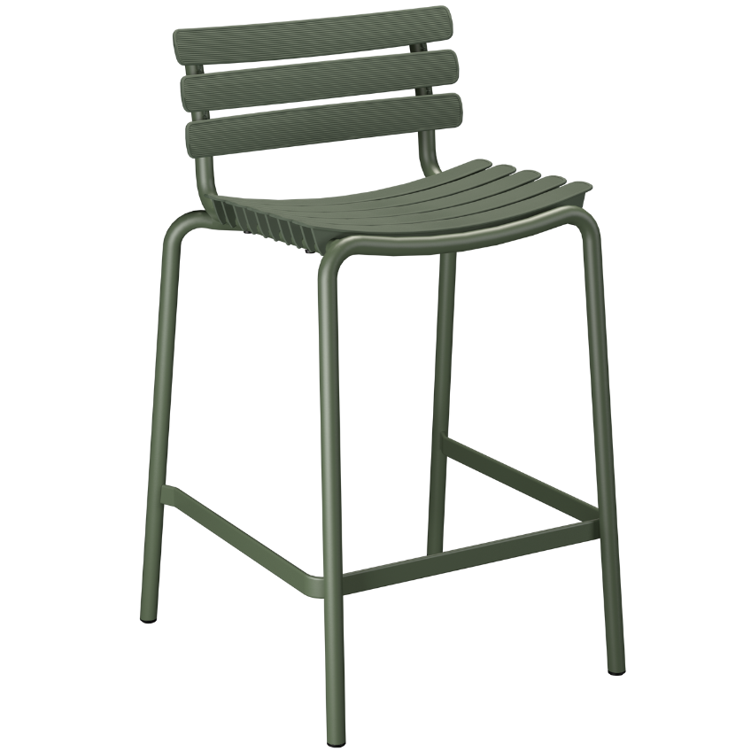 Olivově zelená plastová zahradní barová židle HOUE ReCLIPS 69 cm Houe