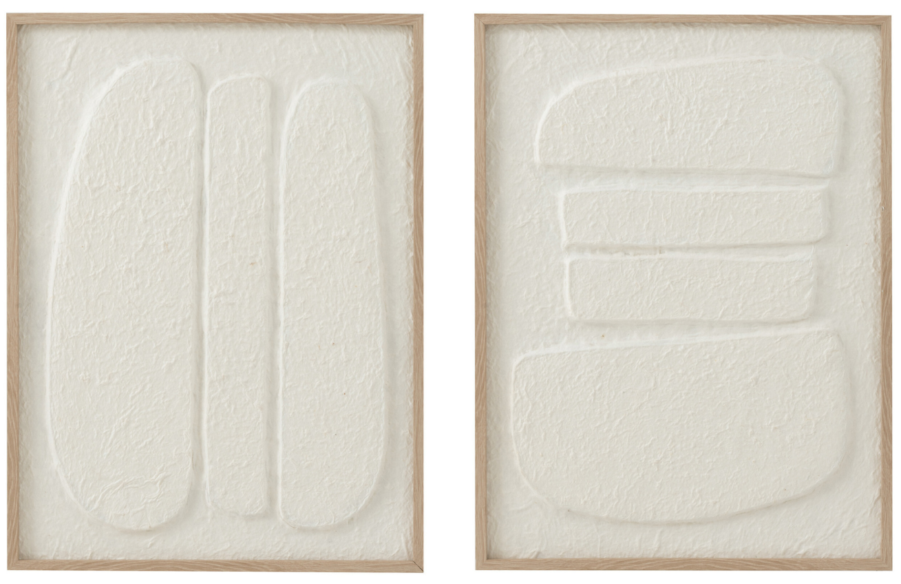 Set dvou bílých abstraktních obrazů J-line Bunky 60 x 45 cm J-line