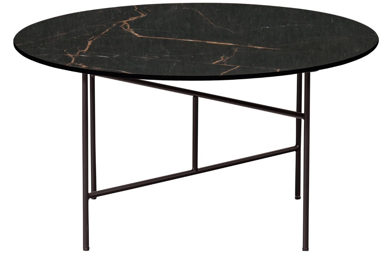 Hoorns Černý konferenční stolek Tatum 80 cm s mramorovým dekorem Hoorns