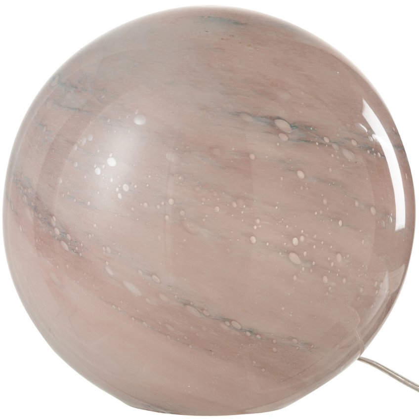 Růžová skleněná stolní lampa J-line Planet 31 cm J-line