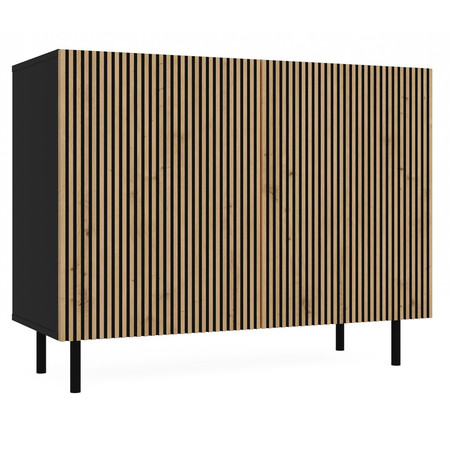 Komoda Kama 2D slim - černá/lamely