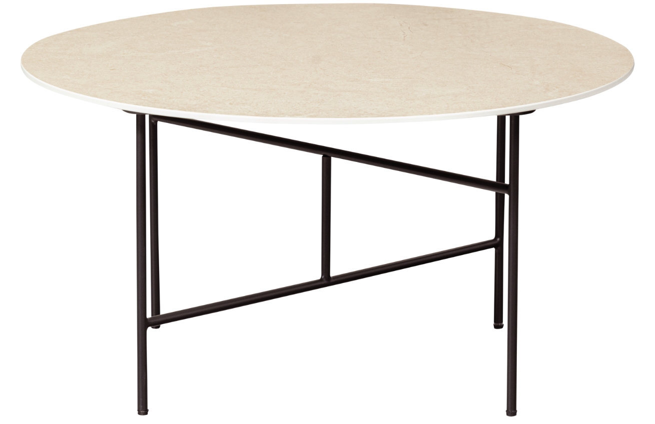 Hoorns Béžový konferenční stolek Tatum 75 cm s mramorovým dekorem Hoorns