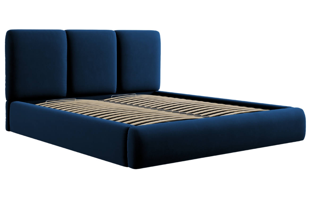 Královsky modrá sametová dvoulůžková postel Windsor & Co Horizon 160 x 200 cm s úložným prostorem Windsor & Co