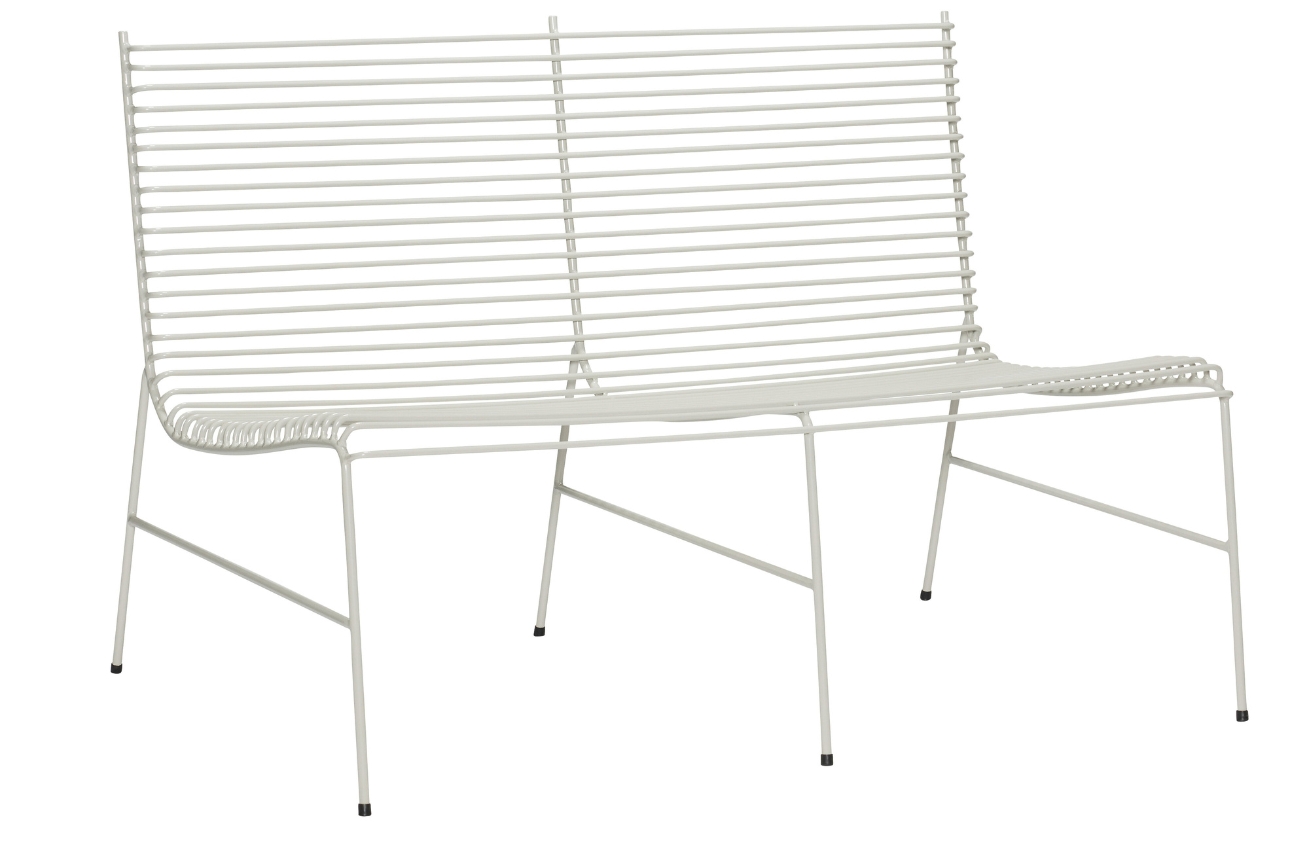 Světle šedá kovová zahradní lavice Hübsch String 122 cm Hübsch