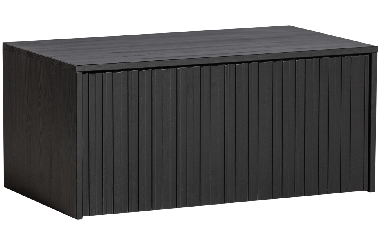 Hoorns Černá dřevěná lavice s úložným prostorem Gravia 88 x 50 cm Hoorns