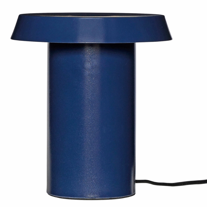 Tmavě modrá kovová stolní LED lampa Hübsch Keen Hübsch