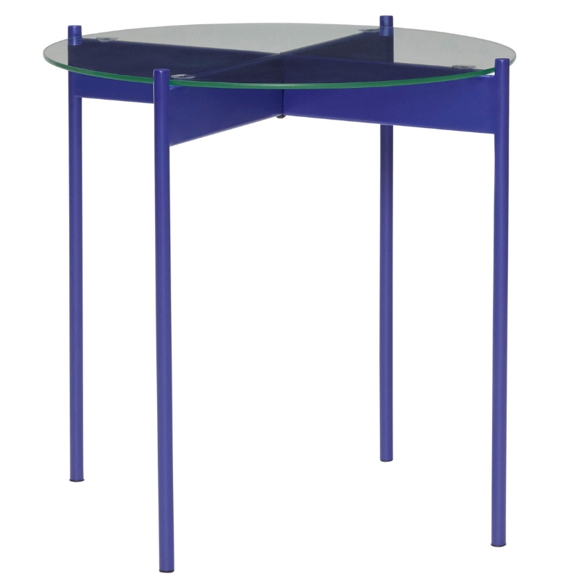 Modrý skleněný odkládací stolek Hübsch Beam 45 cm Hübsch