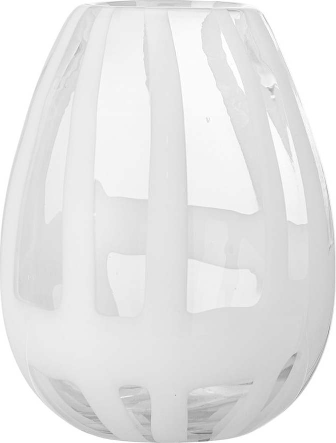 Bílá skleněná ručně vyrobená váza (výška 18 cm) Cosmin – Bloomingville Bloomingville