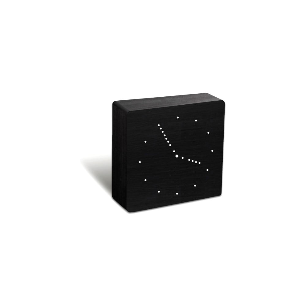 Černý budík s bílým LED displejem Gingko Analogue Click Clock Gingko