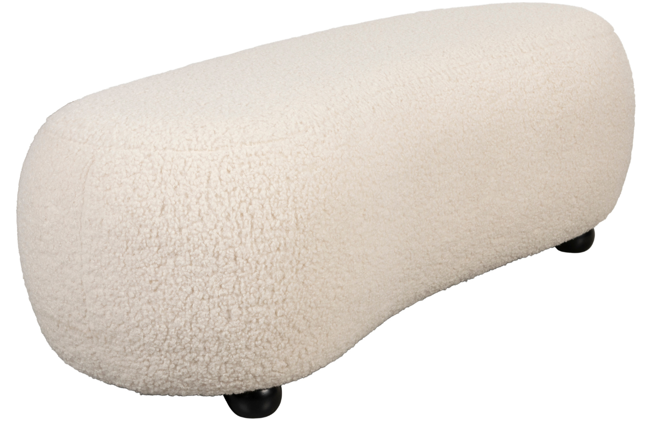 White Label Bílá bouclé lavice WLL NOXX 120 cm White Label