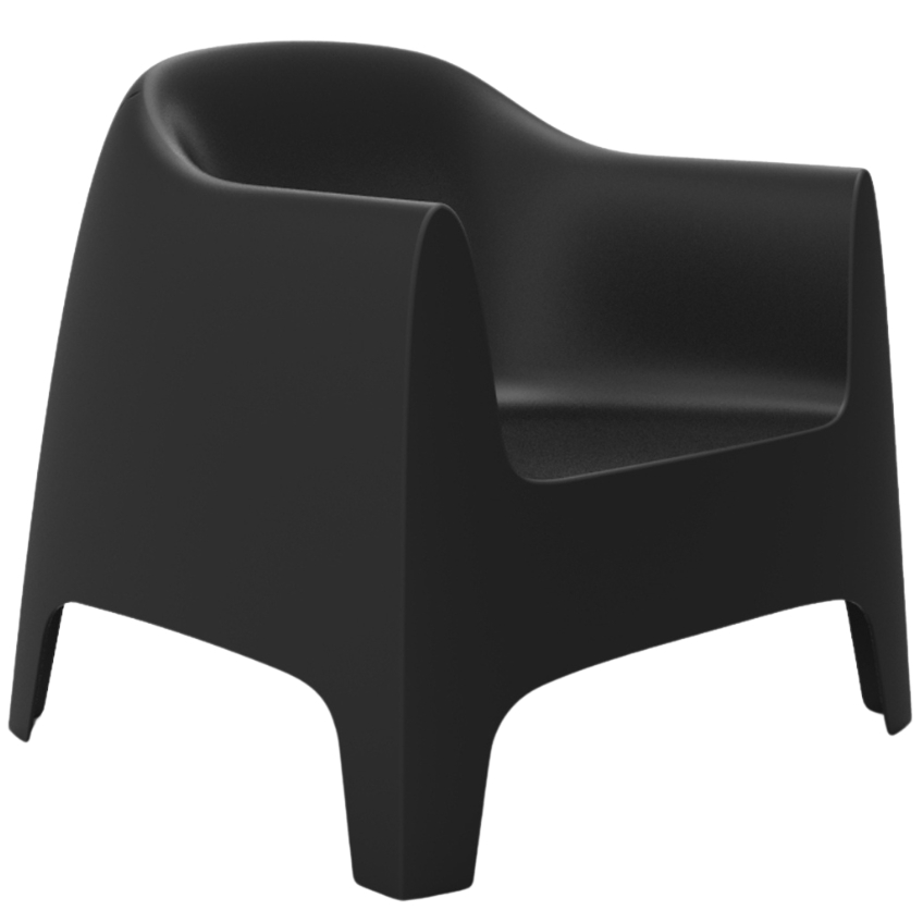 VONDOM Černé plastové zahradní lounge křeslo SOLID VONDOM