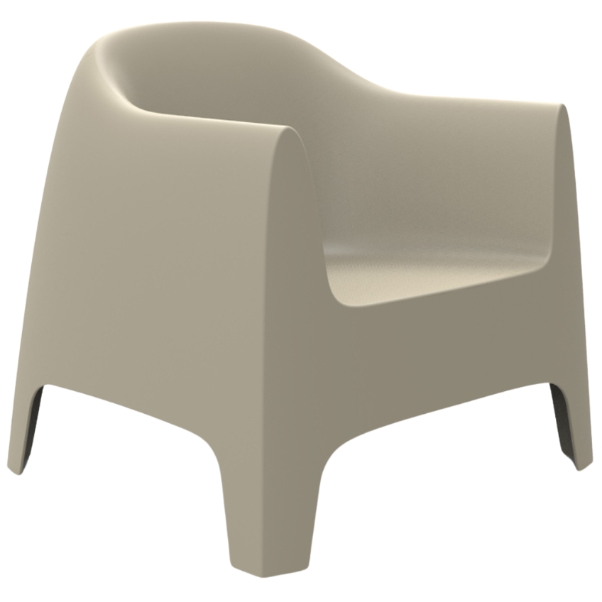 VONDOM Béžové plastové zahradní lounge křeslo SOLID VONDOM