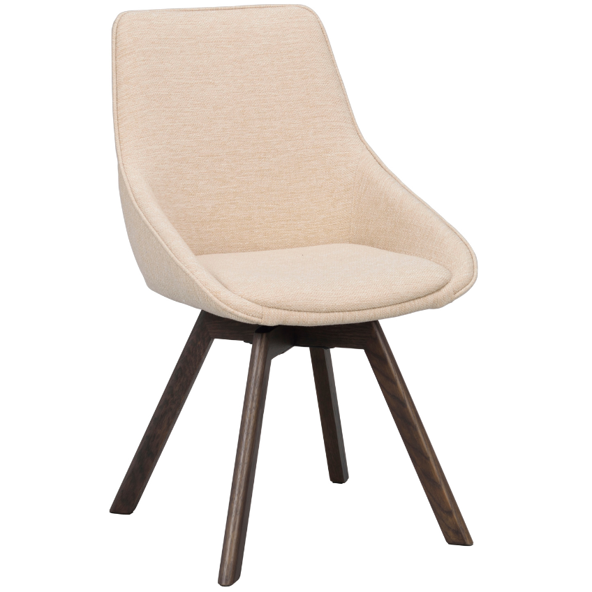 Béžová otočná jídelní židle ROWICO ALISON s hnědou podnoží Rowico