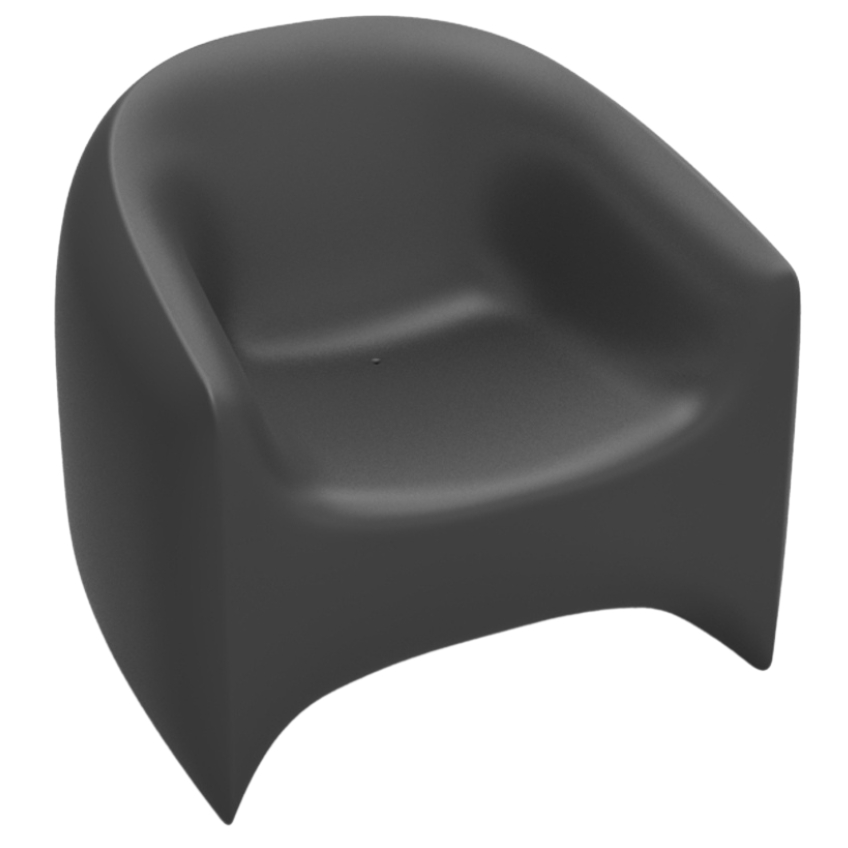 VONDOM Matně antracitově šedé plastové zahradní lounge křeslo BLOW VONDOM