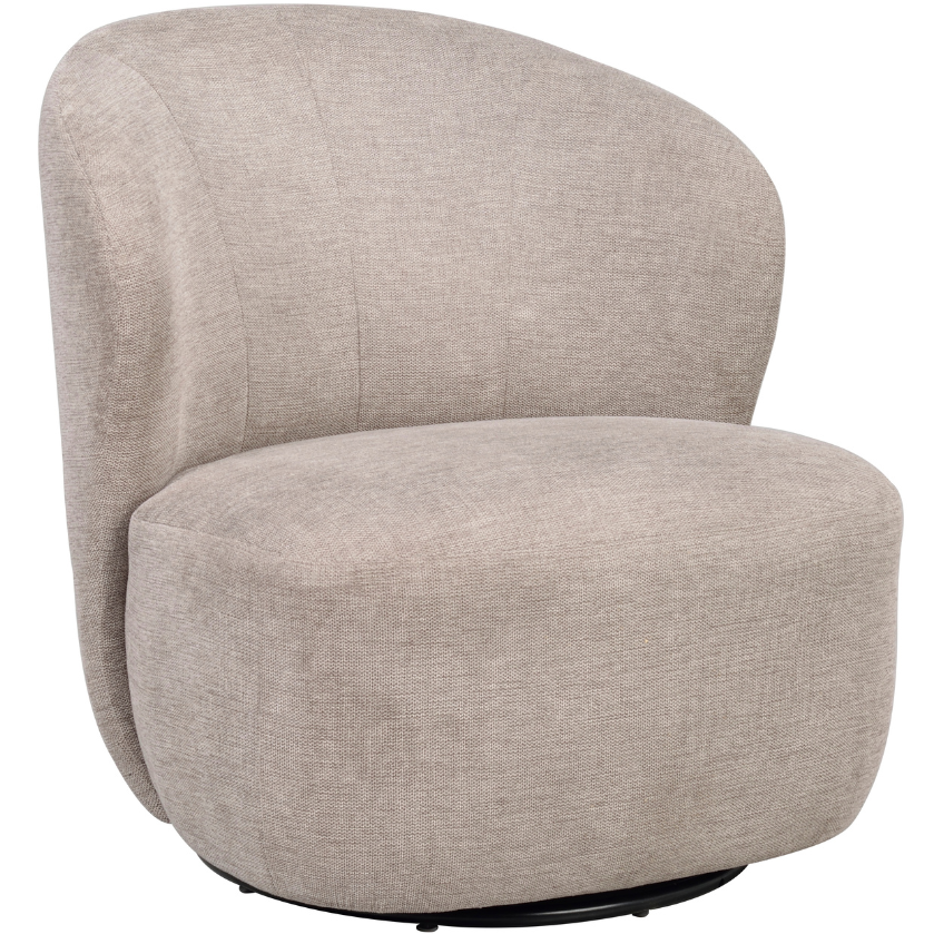 Tmavě béžové čalouněné otočné křeslo ROWICO ROSELAWN Rowico