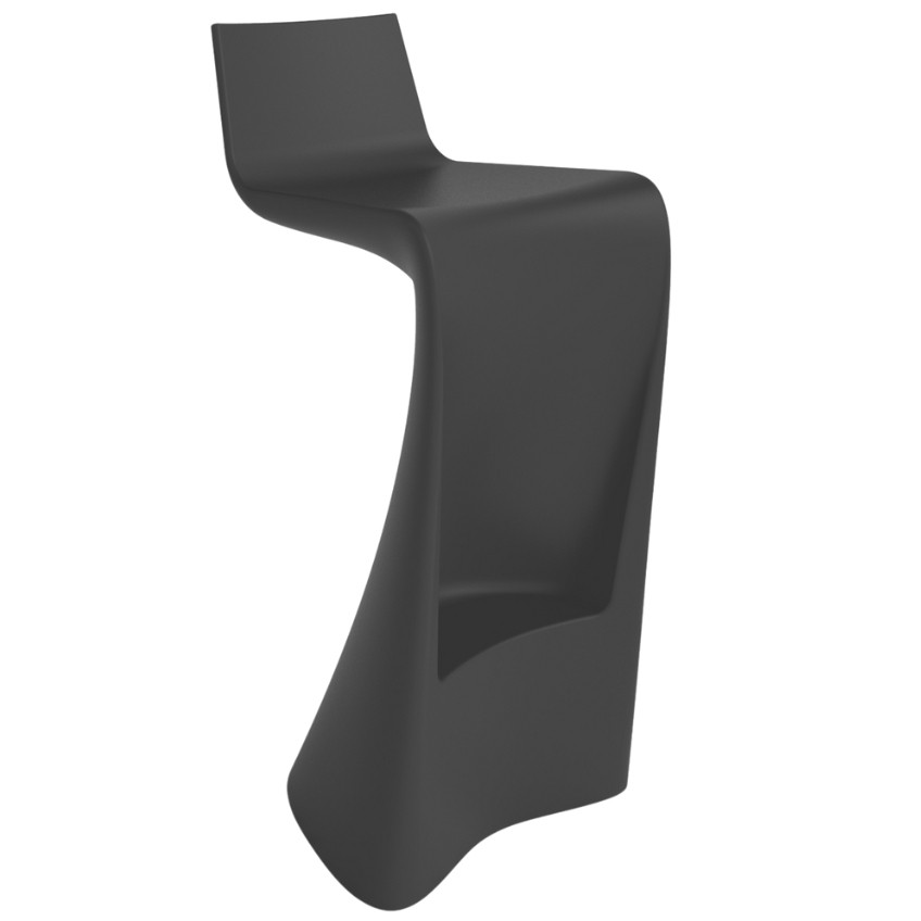 VONDOM Matně antracitově šedá plastová barová židle WING 72 cm VONDOM