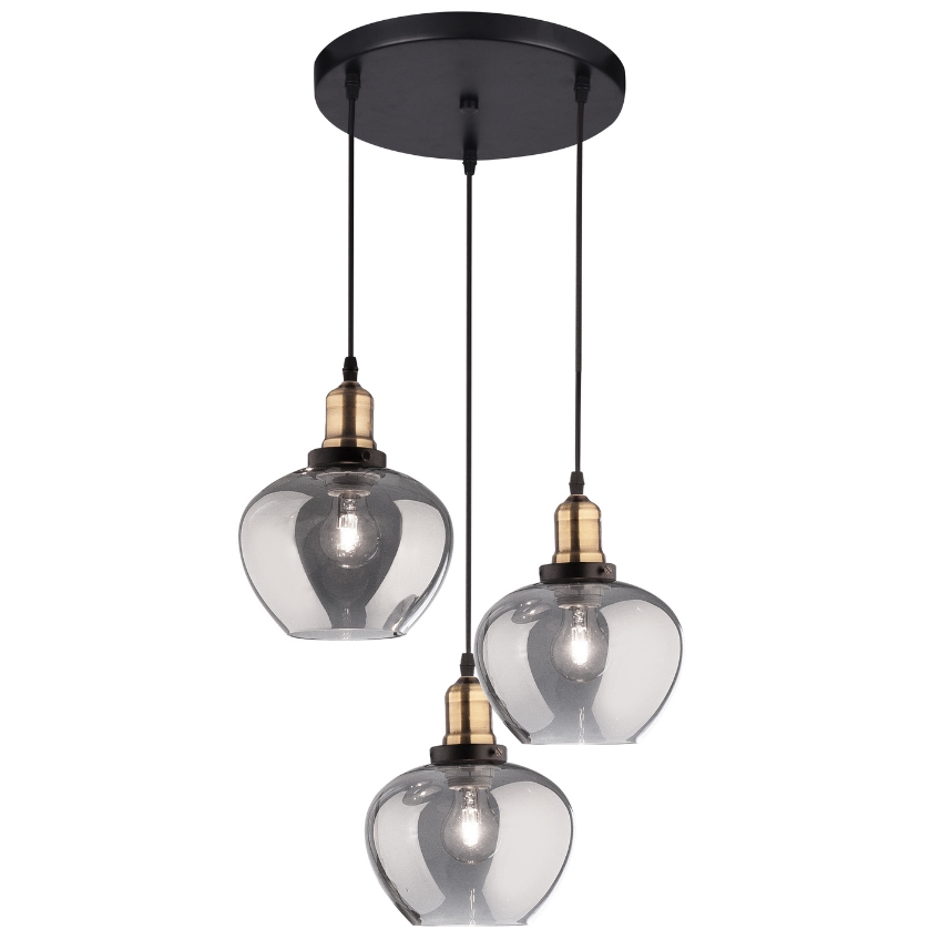 Kouřově šedé skleněné závěsné světlo Nova Luce Cedro 35 cm Nova Luce