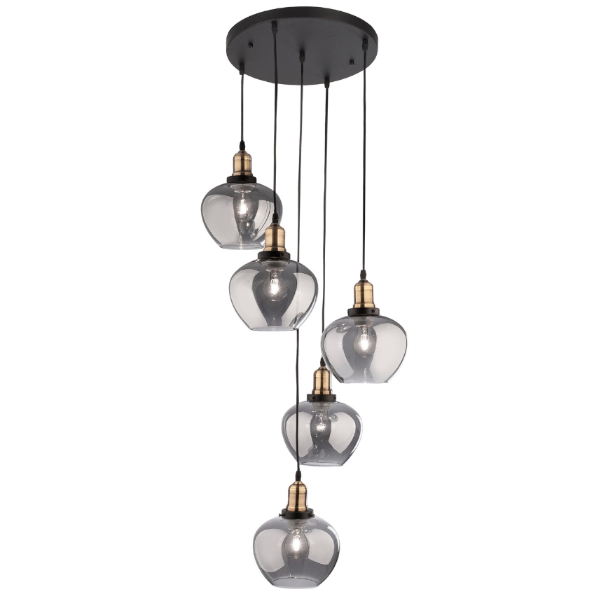 Kouřově šedé skleněné závěsné světlo Nova Luce Cedro 50 cm Nova Luce