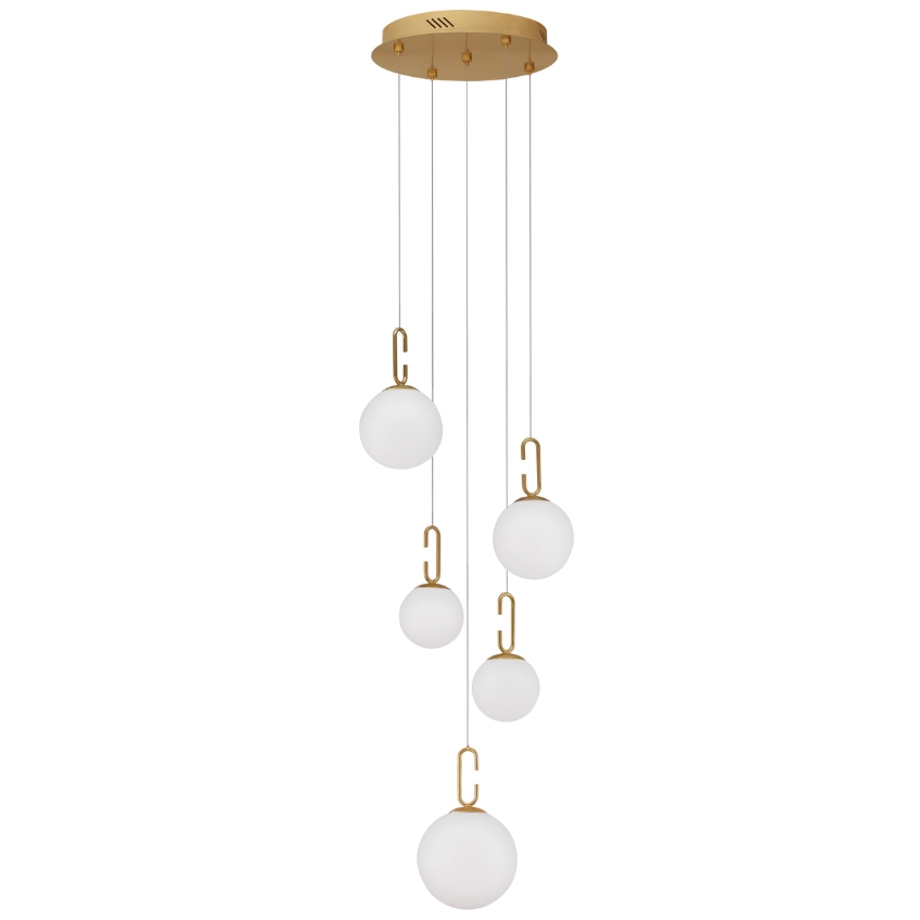 Bílo-zlaté skleněné závěsné LED světlo Nova Luce Hook 42 cm Nova Luce
