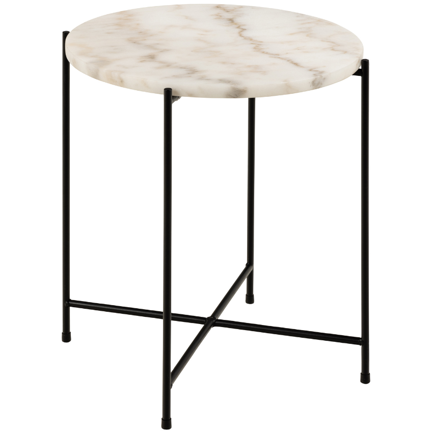 Scandi Bílý mramorový odkládací stolek Avila 42 cm Scandi